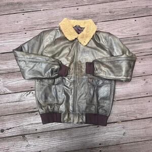 Vintage Y2K Faux Leather Jacket Medium Retro Streetwear Minimalist Outerwear